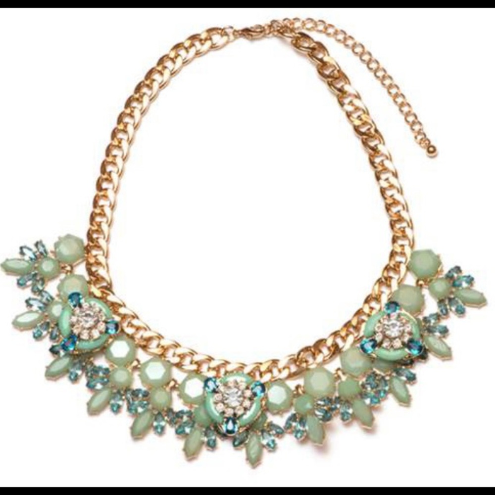 Simulated Gemstone Statement Necklace - Jade Flow… - image 2